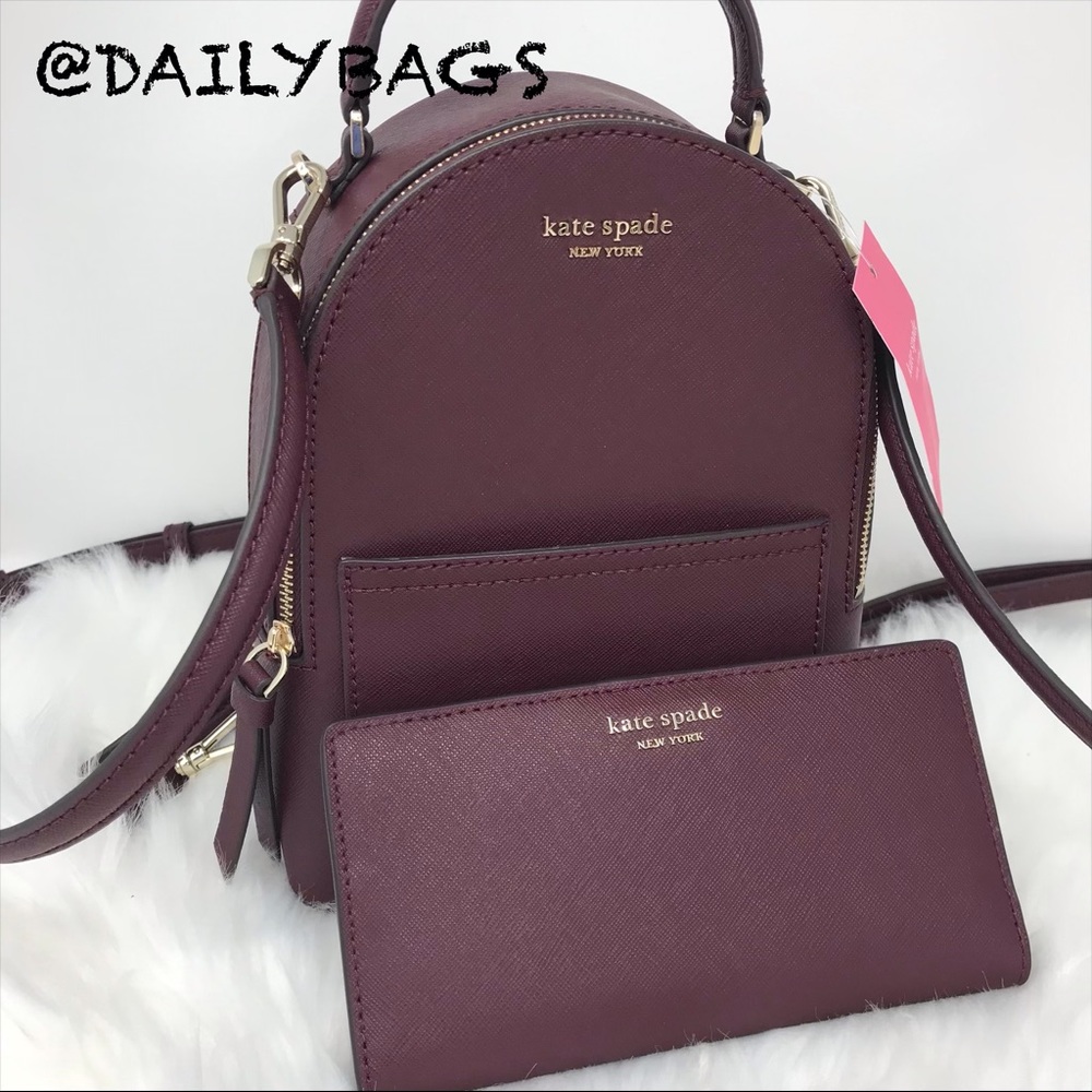 KATE SPADE MINI CONVERTIBLE BACKPACK CHERRY WALLET - Picture 6 of 8